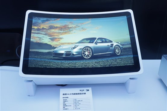 A curved screen with a picture of a car on it

Description automatically generated